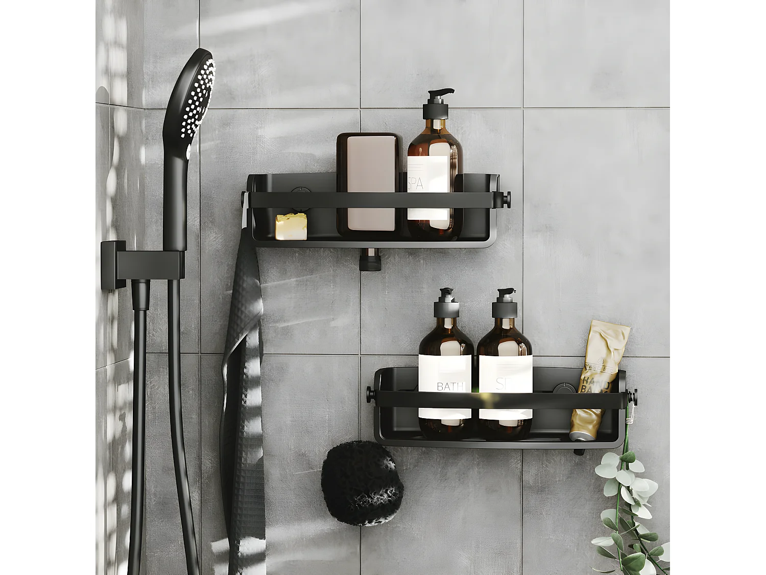 Etagère de douche à ventouse Flex Noir  Umbra
