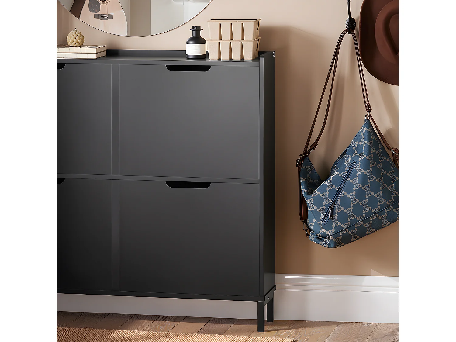 SoBuy Scarpiera Con 4 Scomparti, Colore Grigio. Dimensioni: 100 X 19 X 91 Cm FSR100-HG