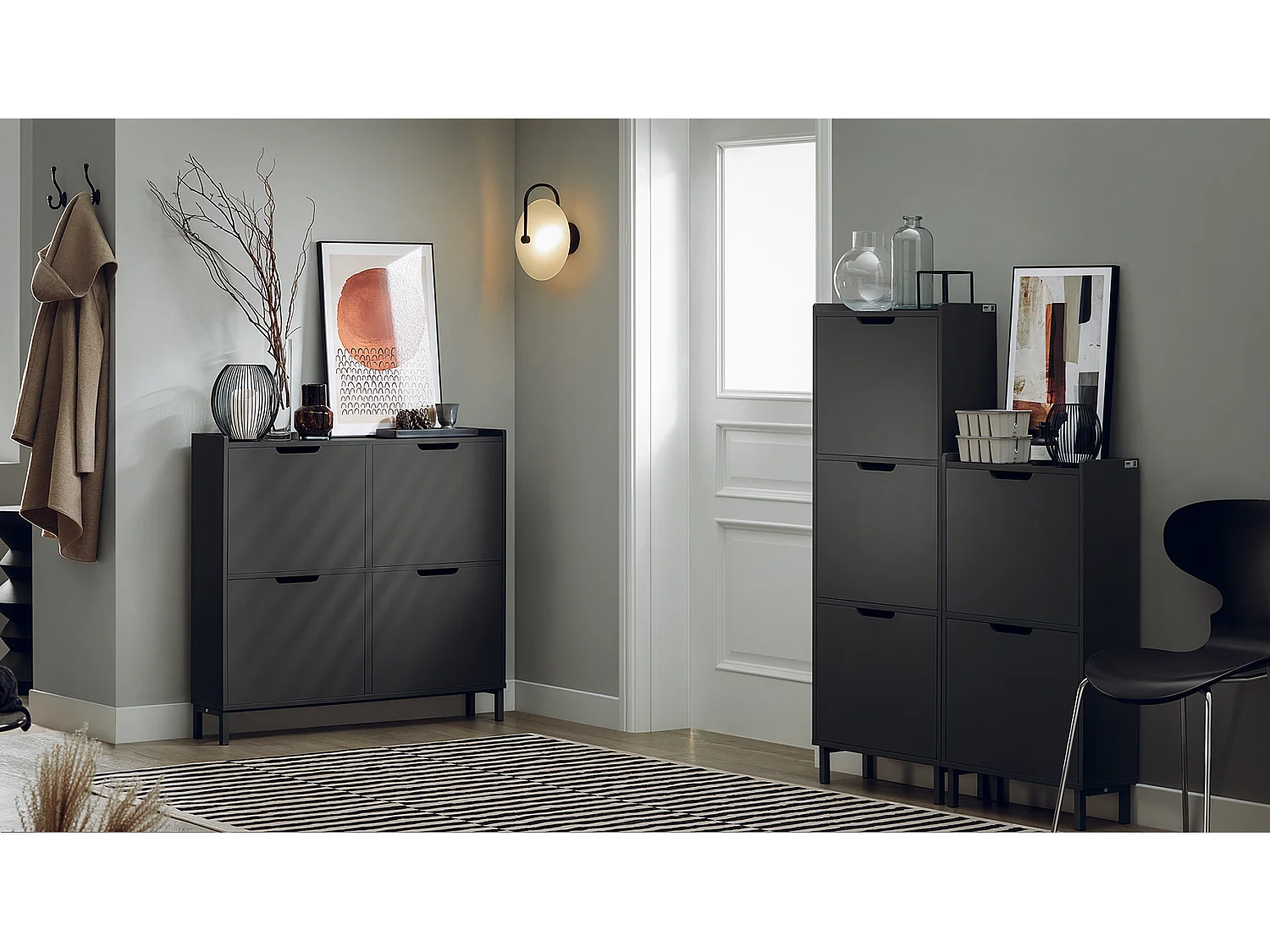 SoBuy Scarpiera Con 4 Scomparti, Colore Grigio. Dimensioni: 100 X 19 X 91 Cm FSR100-HG