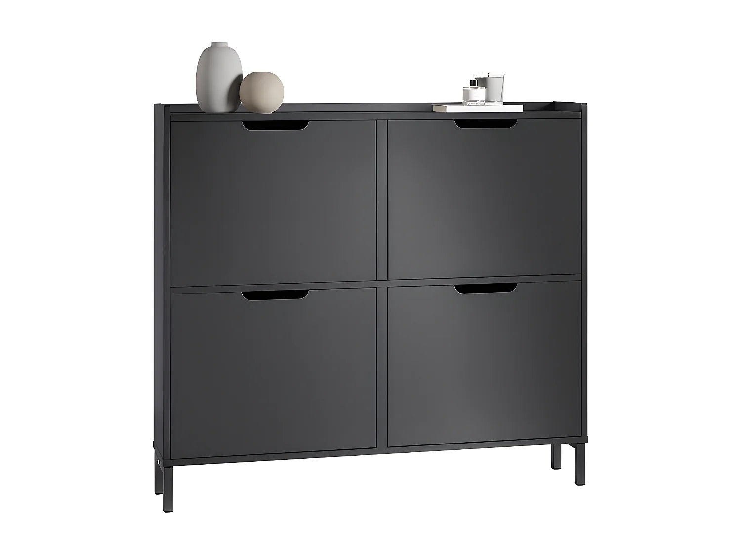 SoBuy Schoenenkast Schoenenkast Schoenenopberger 4 kleppen Halkast Schoenenopbergdoos, Zwart, 100x19x90cm, FSR100-SCH