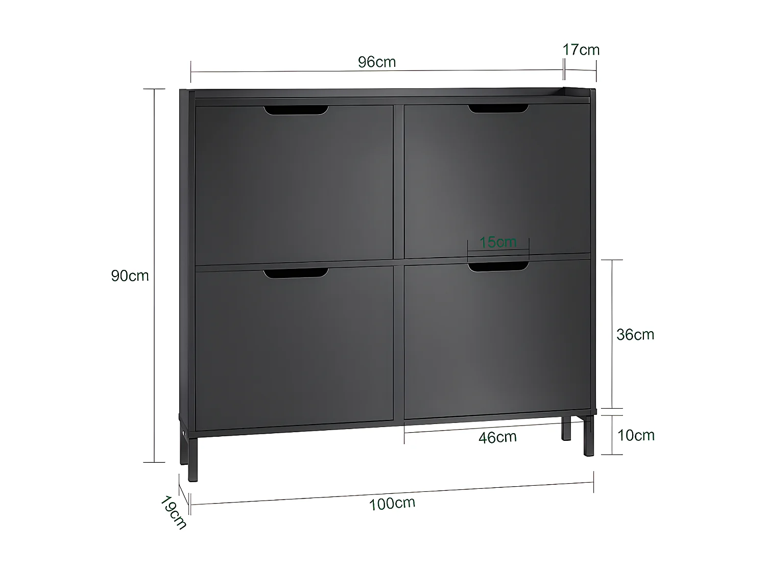 SoBuy Schoenenkast Schoenenkast Schoenenopberger 4 kleppen Halkast Schoenenopbergdoos, Zwart, 100x19x90cm, FSR100-SCH
