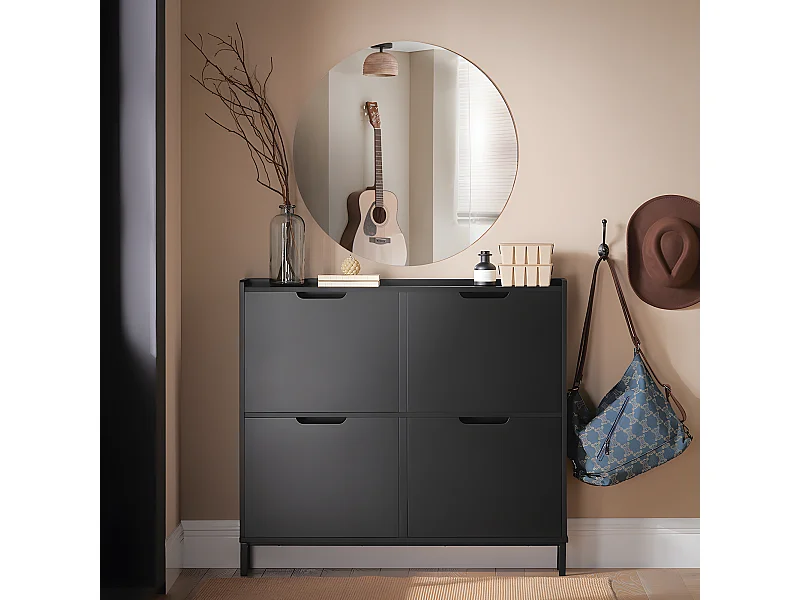 SoBuy FSR100-SCH Armoire à Chaussures Commode à Chaussures 4 Abattants