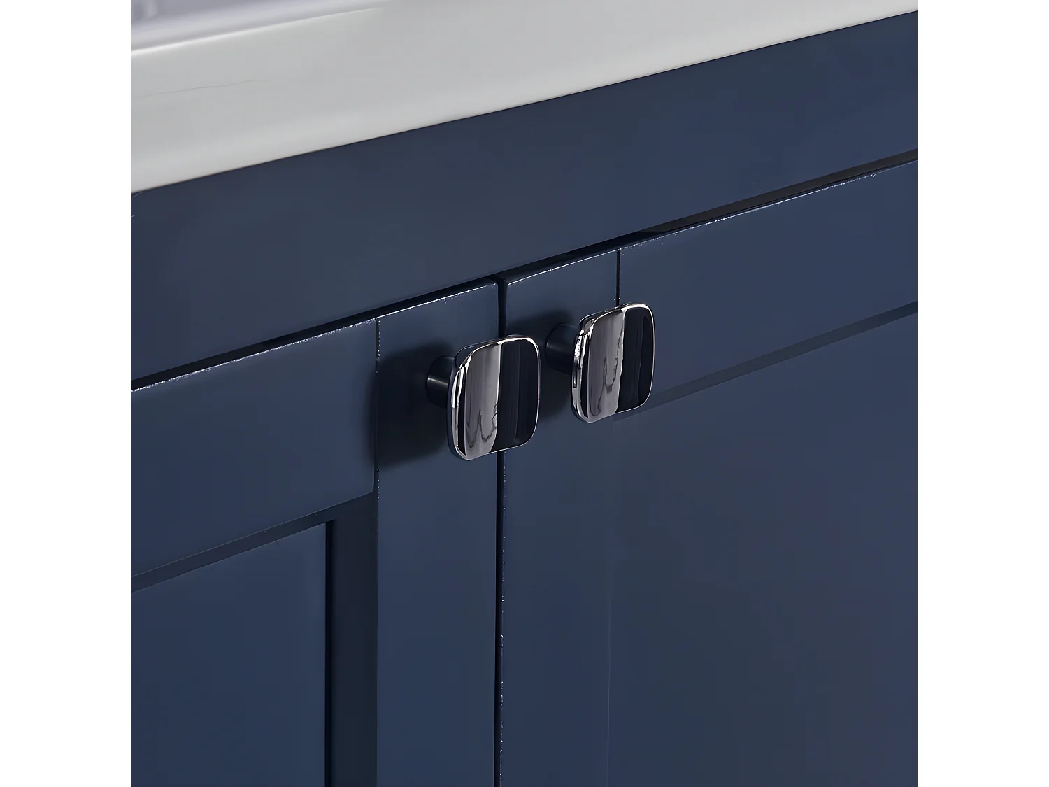 Badkamermeubel met keramische wastafel - 2 deuren en plank onderaan - Blauw (kraan niet inbegrepen)