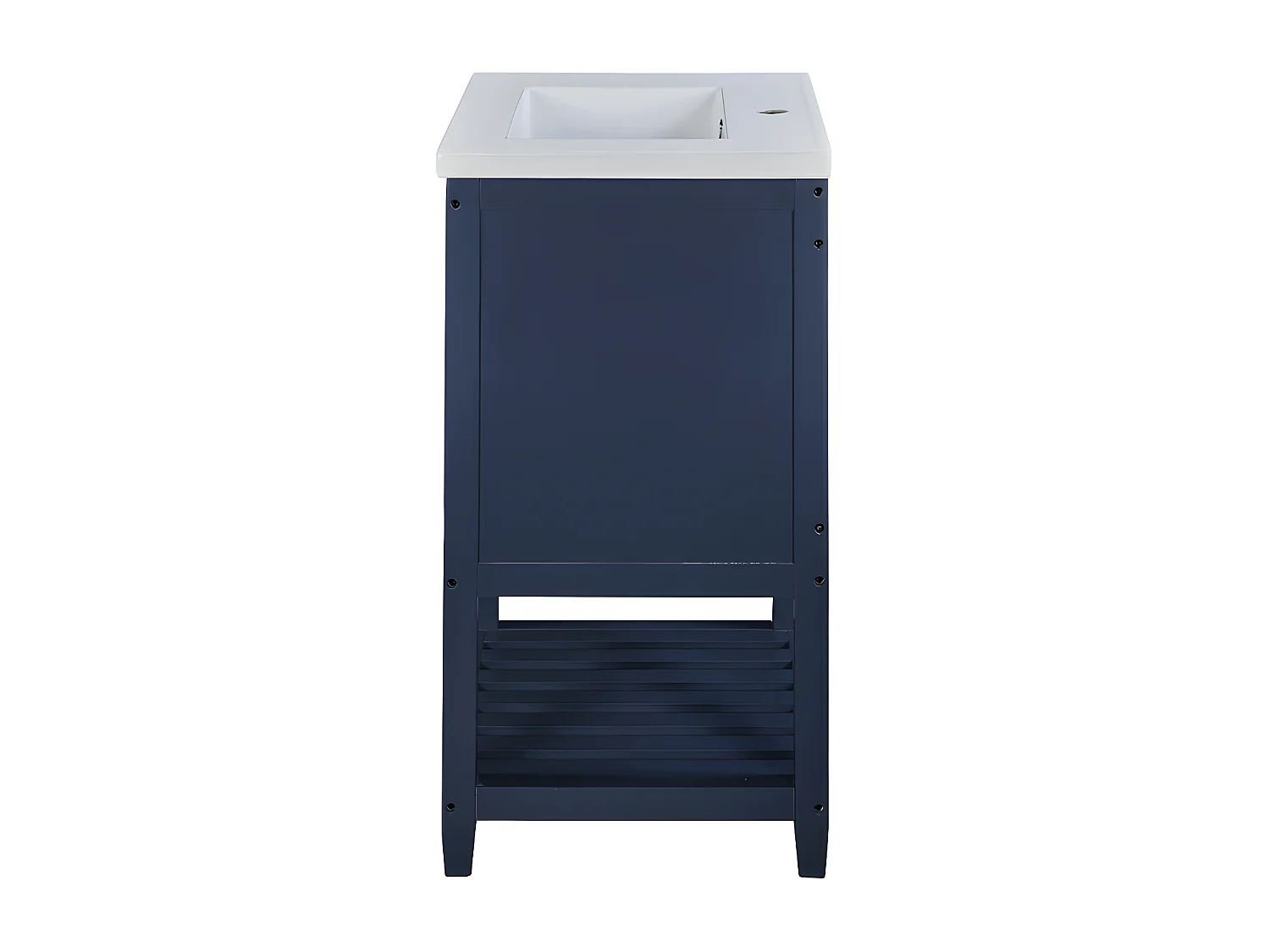 Badkamermeubel met keramische wastafel - 2 deuren en plank onderaan - Blauw (kraan niet inbegrepen)