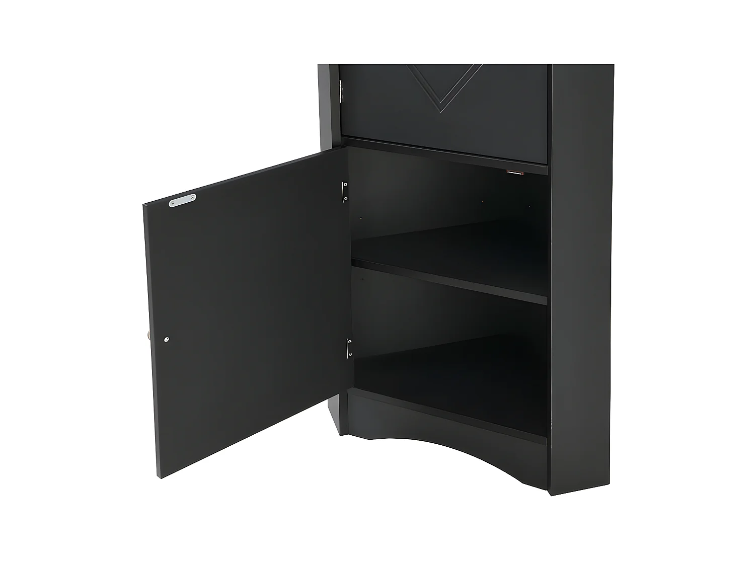 Columna de esquina para baño - 2 compartimentos abiertos y 2 puertas - estantes ajustables - Negro