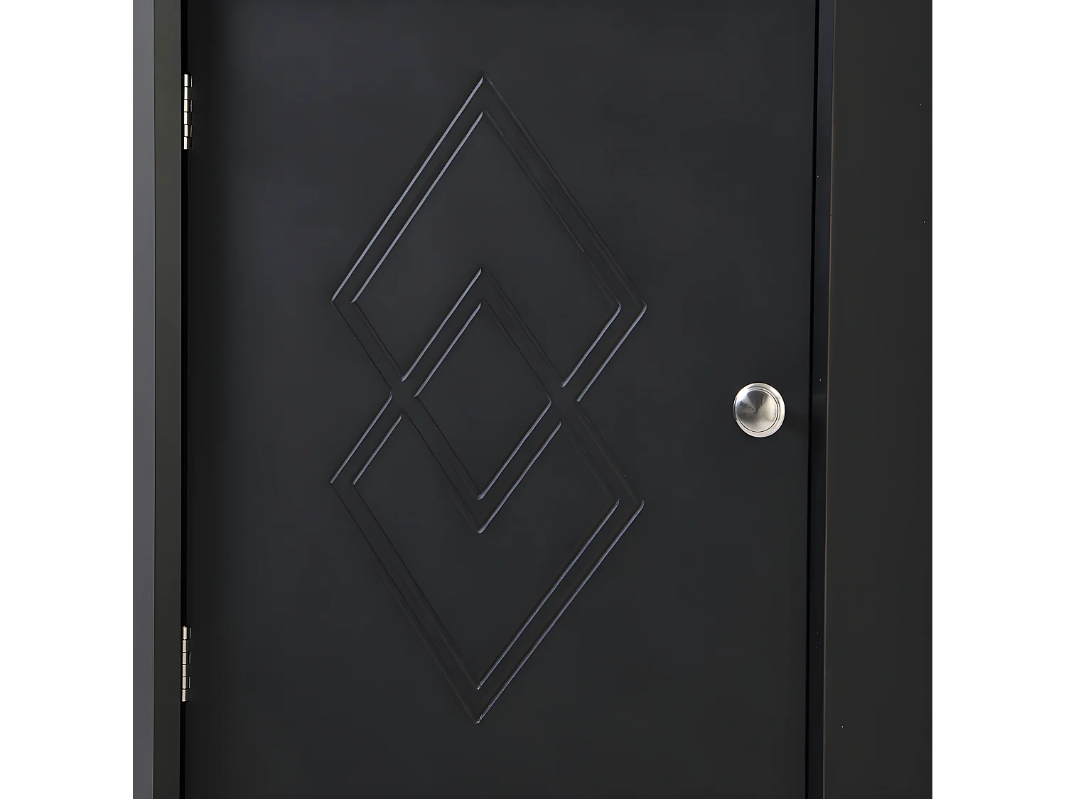 Colone d'angle de salle de bain - 2 compartiments ouverts et 2 portes - étagères réglables - Noir