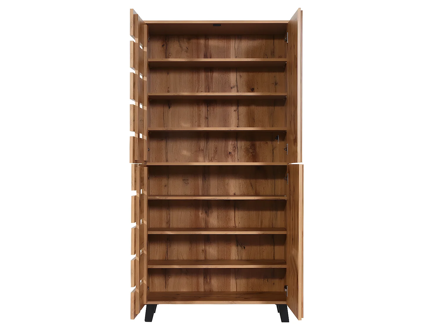 Armadio scaffale mobile MCW-M46 4 ante 8 scomparti 162x80x32cm legno chiaro