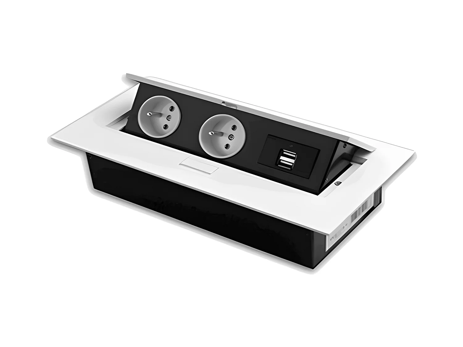 Bloc prise à encastrer   2 prises et 2 usb, BLANC