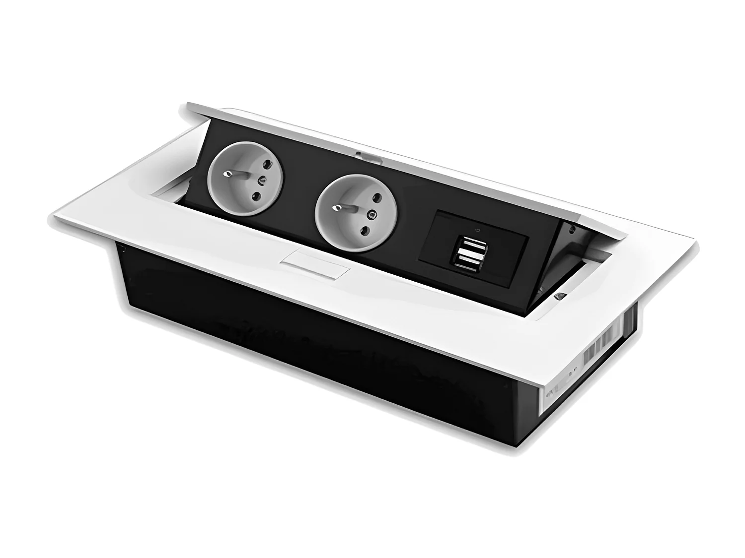 Bloc prise à encastrer   2 prises et 2 usb, BLANC