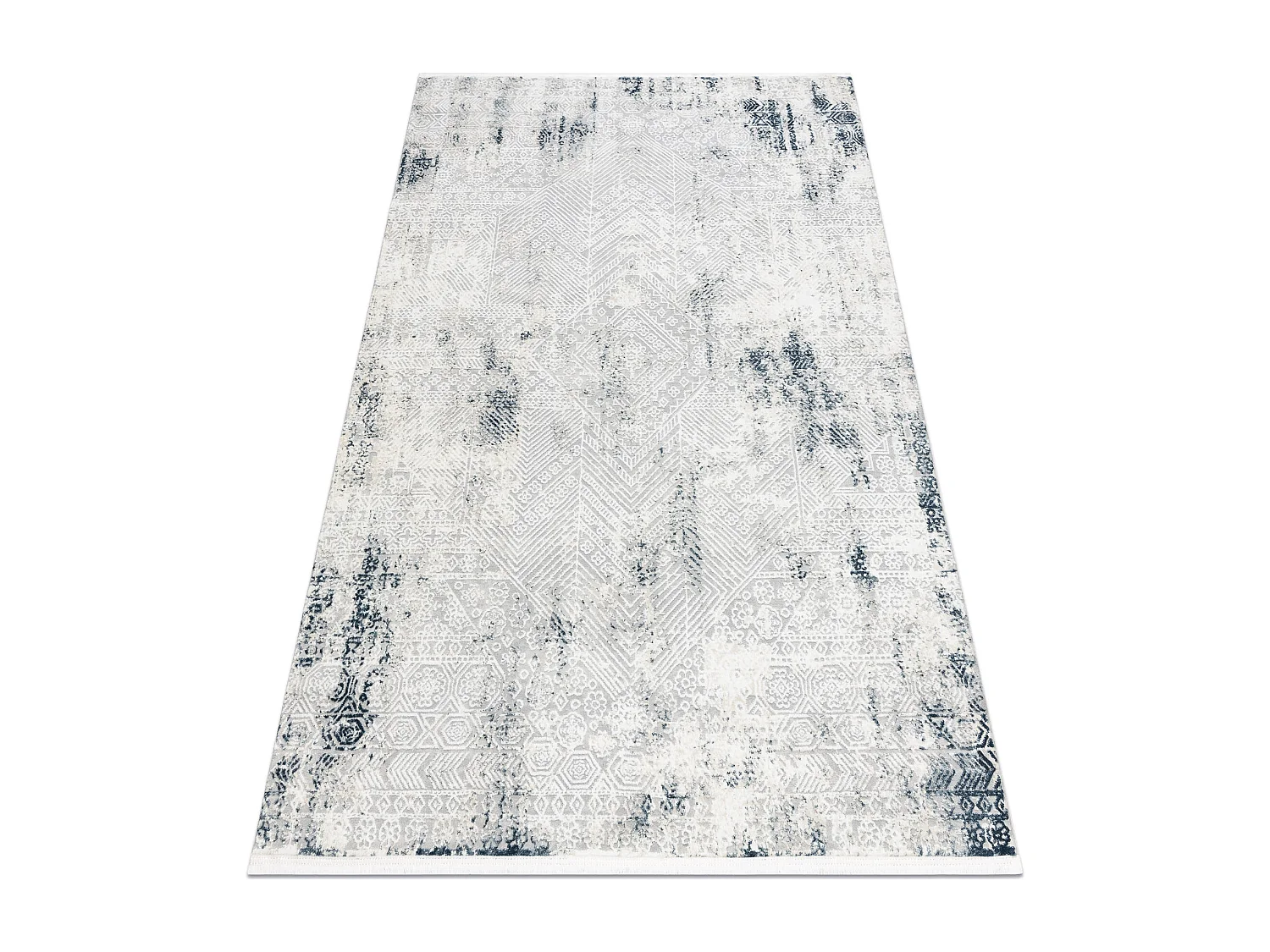 Modern tapijt DUKE 51558 crème / blauw - Geometrisch vintage, gestruc 120x170 cm