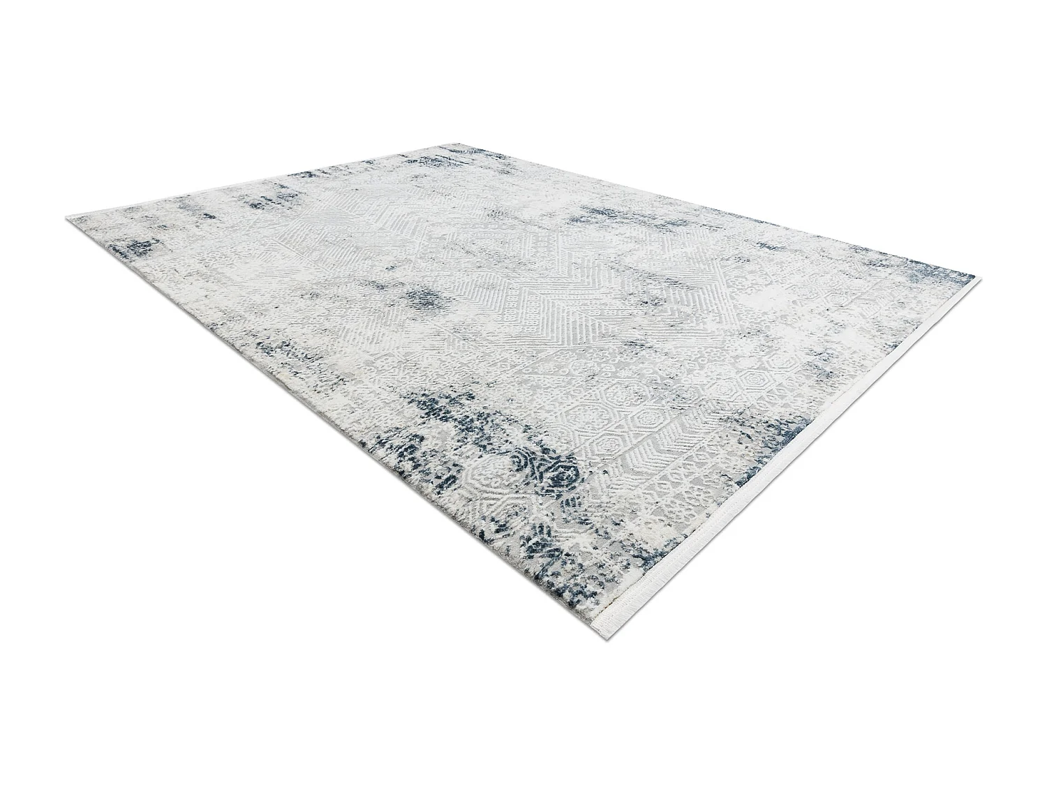 Modern tapijt DUKE 51558 crème / blauw - Geometrisch vintage, gestruc 120x170 cm