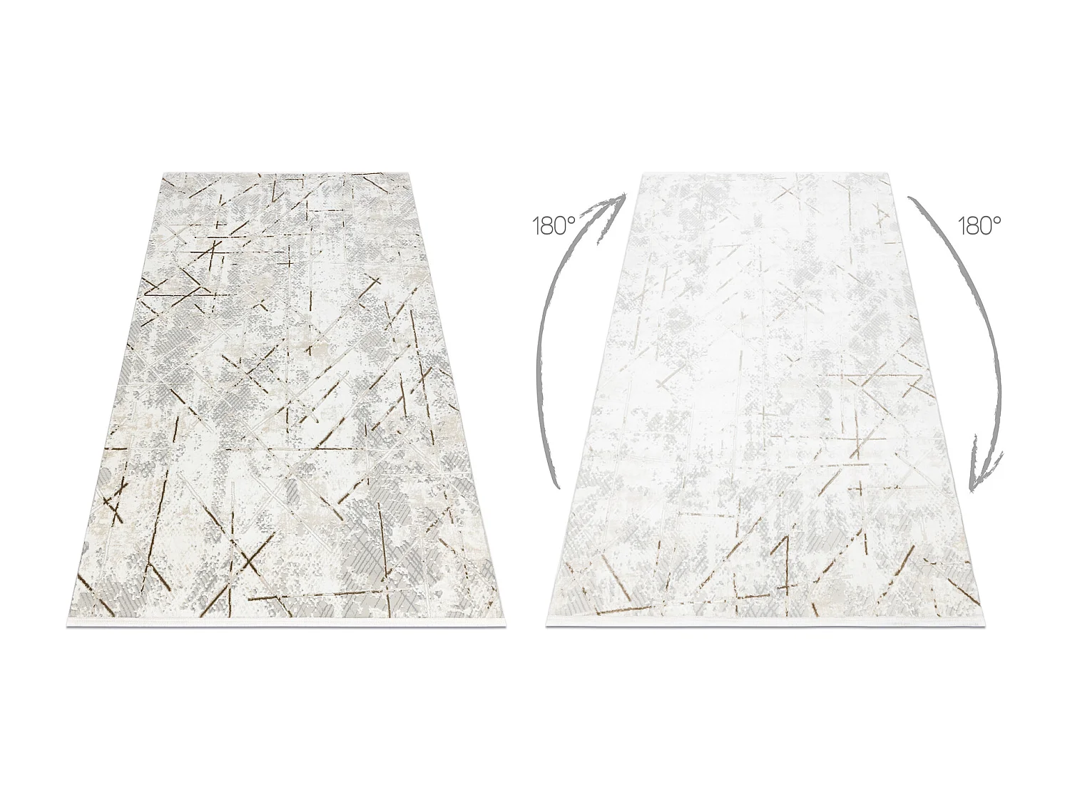 Modern tapijt DUKE 51393 crème / goud - Geometrisch, vintage gestruct 280x370 cm