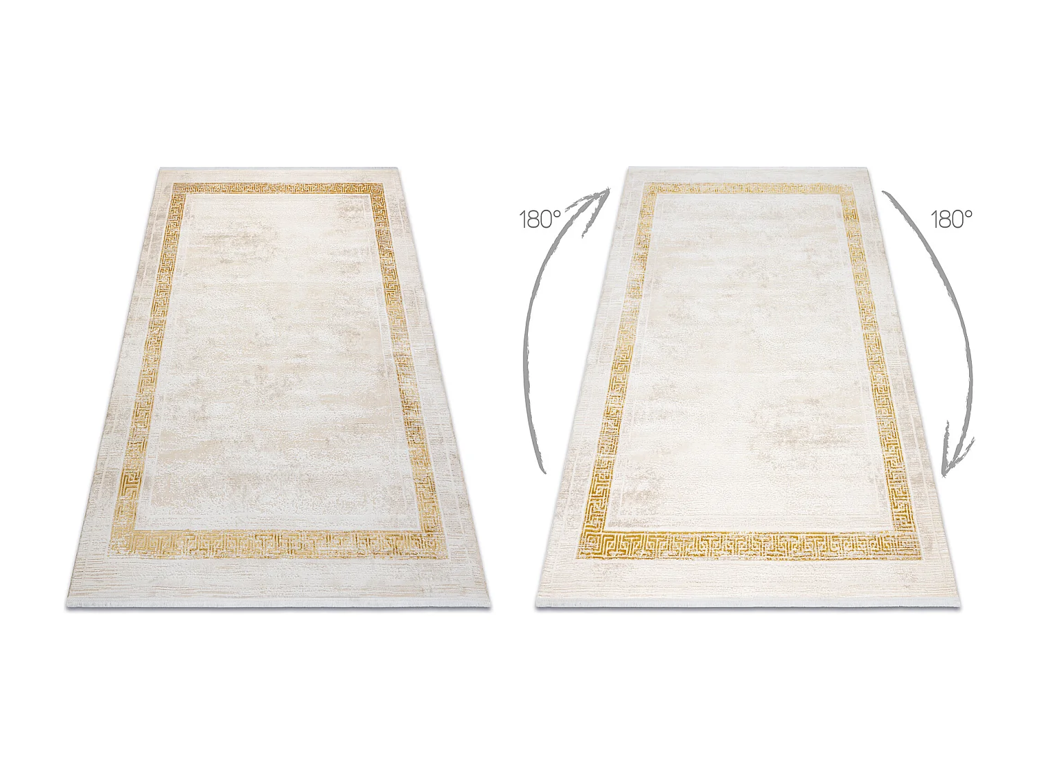 Tapis moderne DUKE 51524 crème / or - Cadre, grec structuré, très d 120x170 cm