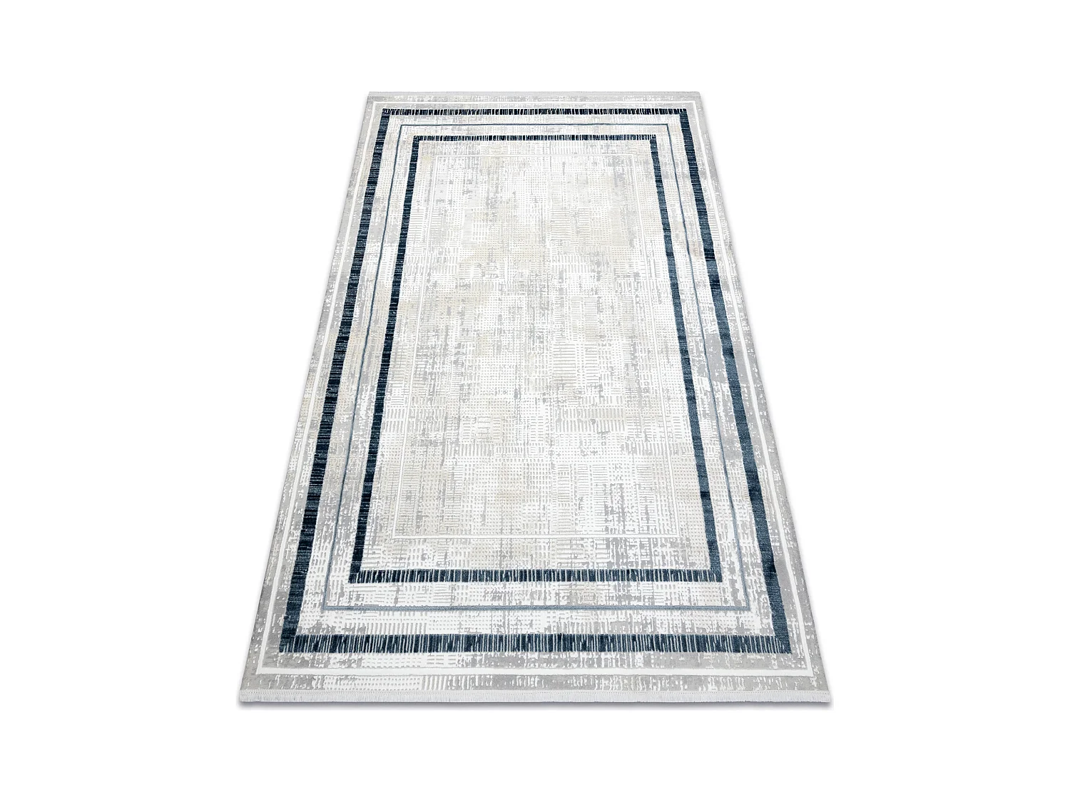Tapis moderne DUKE 51523 crème / bleu - Cadre, structuré, très doux 240x330 cm