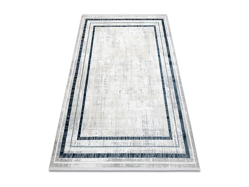 Modern tapijt DUKE 51523 crème / blauw - Frame, gestructureerd, zeer  200x290 cm