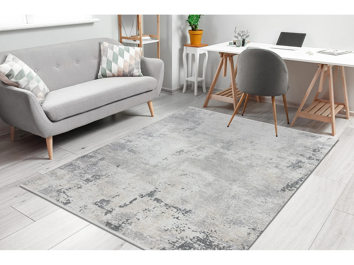Tapis moderne DUKE 51378 crème / gris - Béton, pierre structuré, tr 160x220 cm