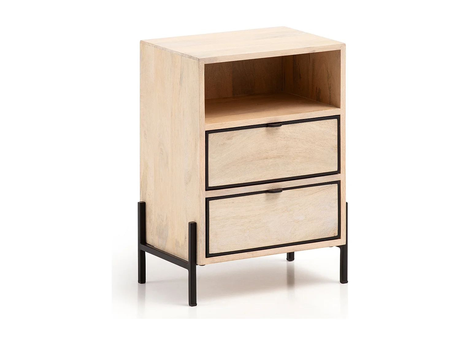 Nachttisch  Nachtkommode Boxspringbett Massivholz / Metall 43x60x30 cm