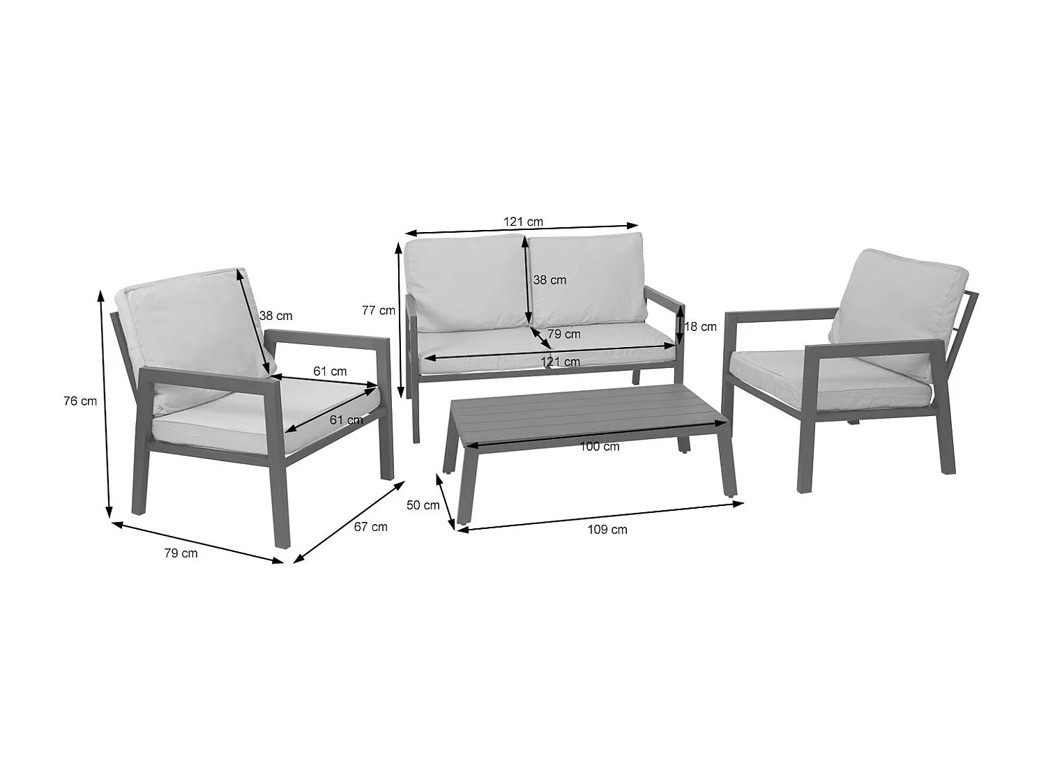 Ensemble MCW-L64 (set de 4),  rembourrage crème-blanc