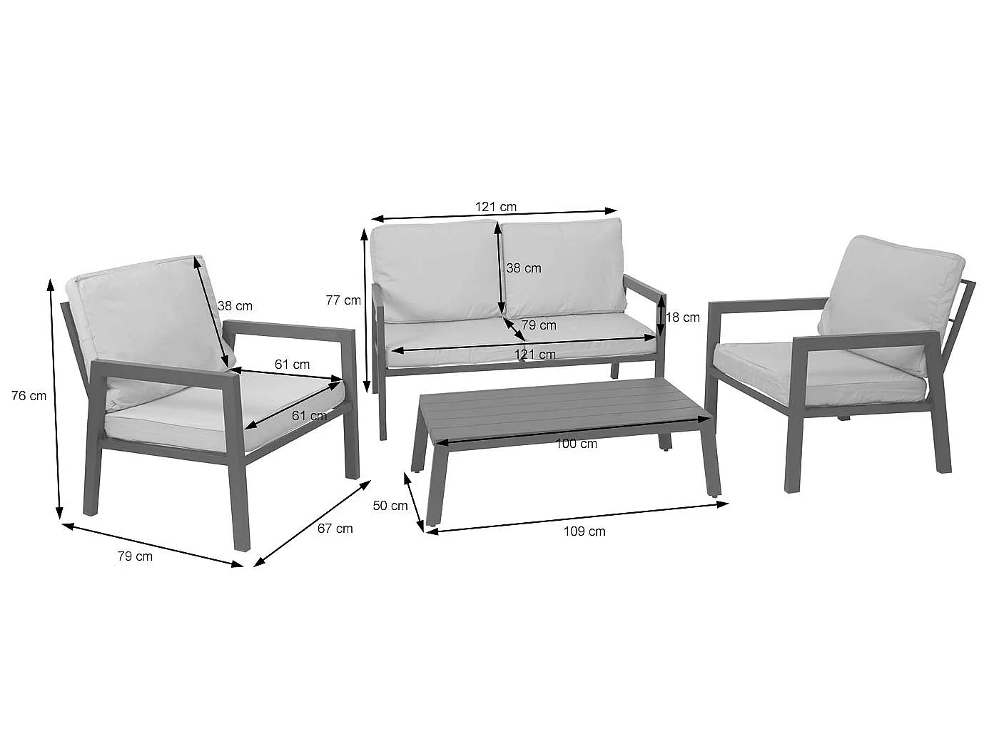 Zestaw MCW-L64 (4 części),  tapicerka kremowo-biała