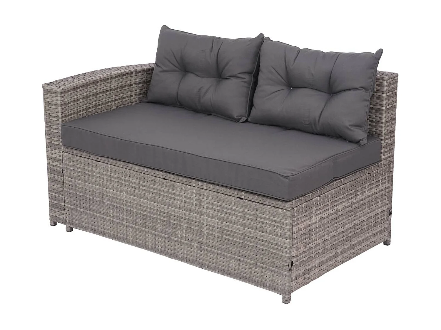 Poly-rattan set MCW-J34 (4-delig),  grijs, donkergrijze kussens