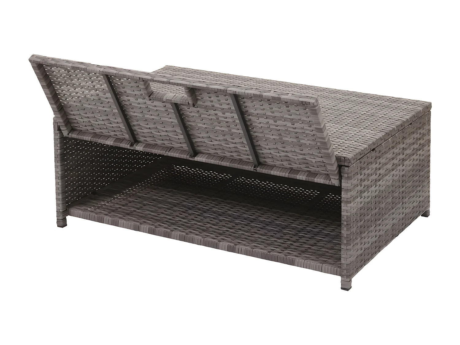 Ensemble en poly rotin MCW-J34 (4 pièces),  gris, coussins gris foncé