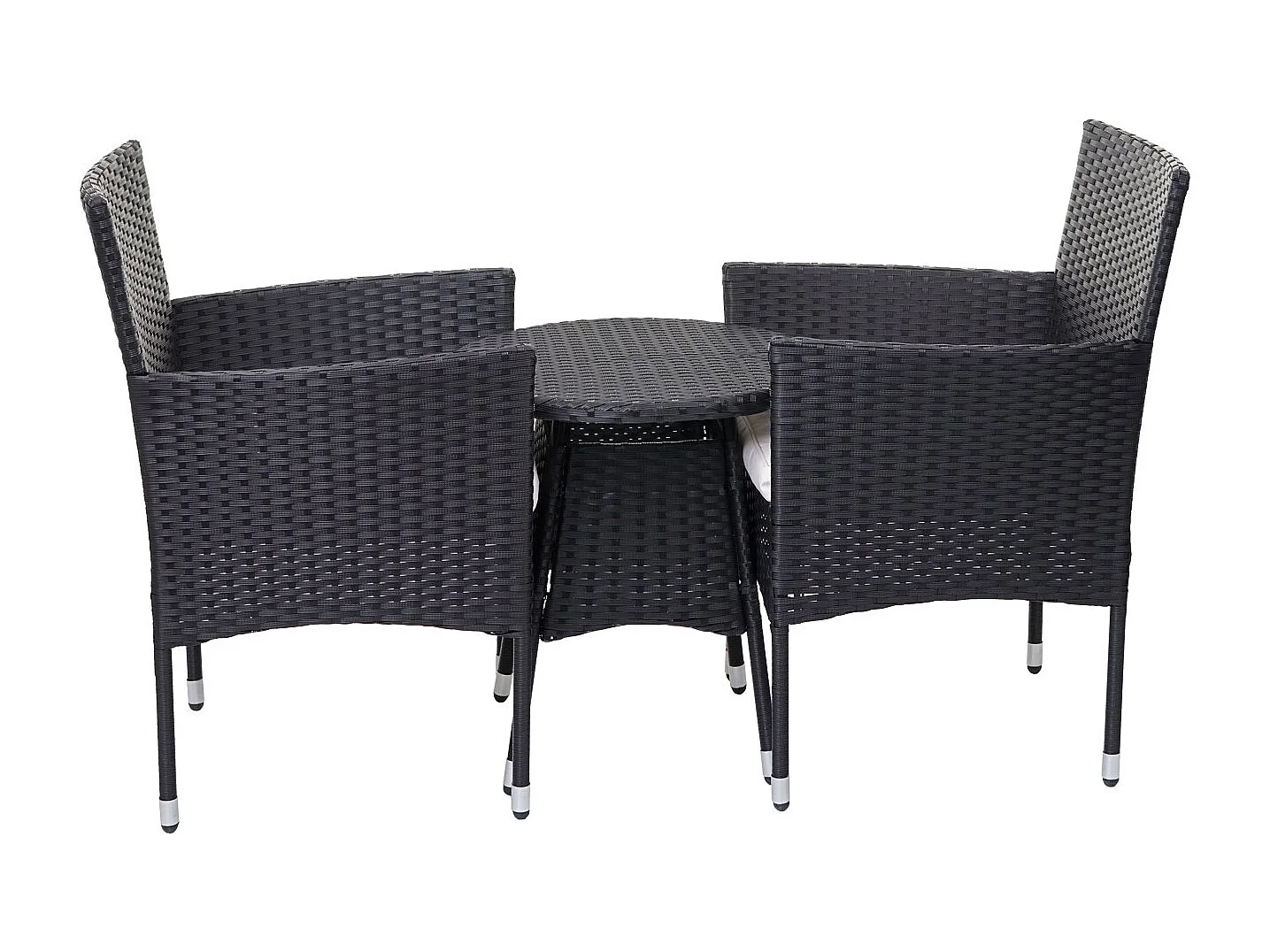 Conjunto de varanda em poli-rattan MCW-G27 (3 peças),  antracite, almofadas creme