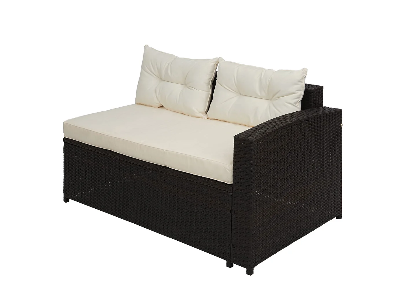 Poly-rattan set MCW-J34 (4-delig),  bruin, kussens crème-beige