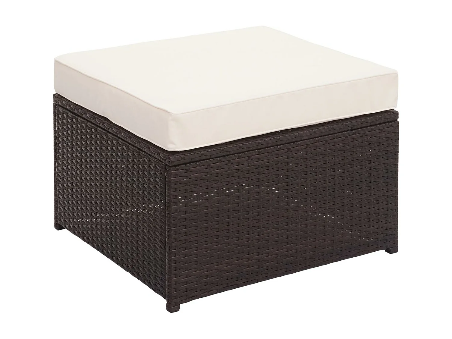 Ensemble en poly rotin MCW-J34 (4 pièces),  brun, coussins crème-beige