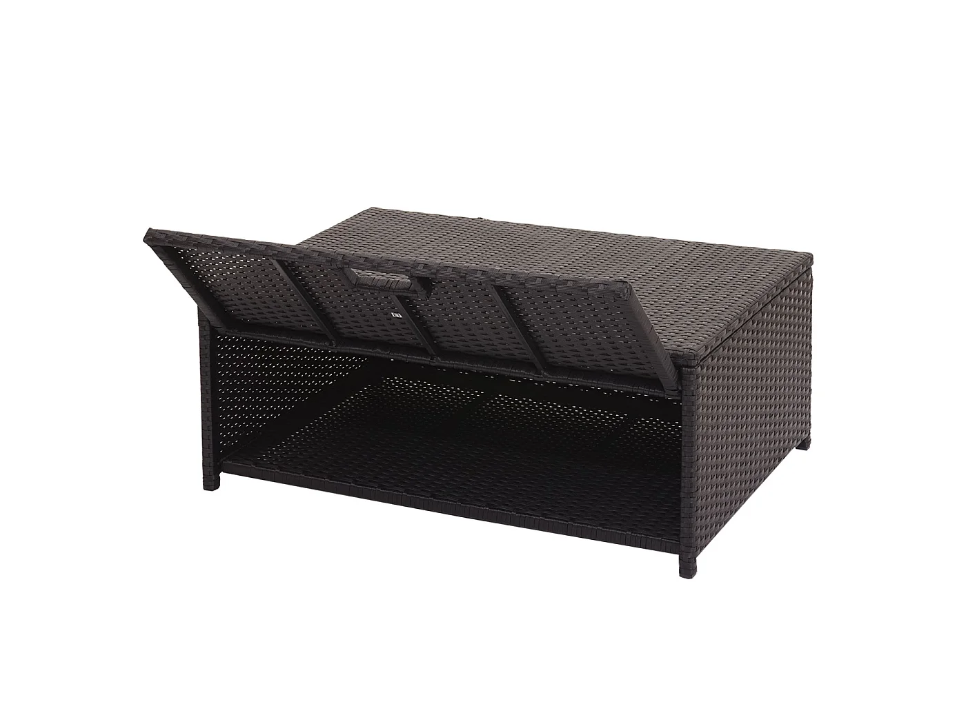 Ensemble en poly rotin MCW-J34 (4 pièces),  noir, coussins crème-beige