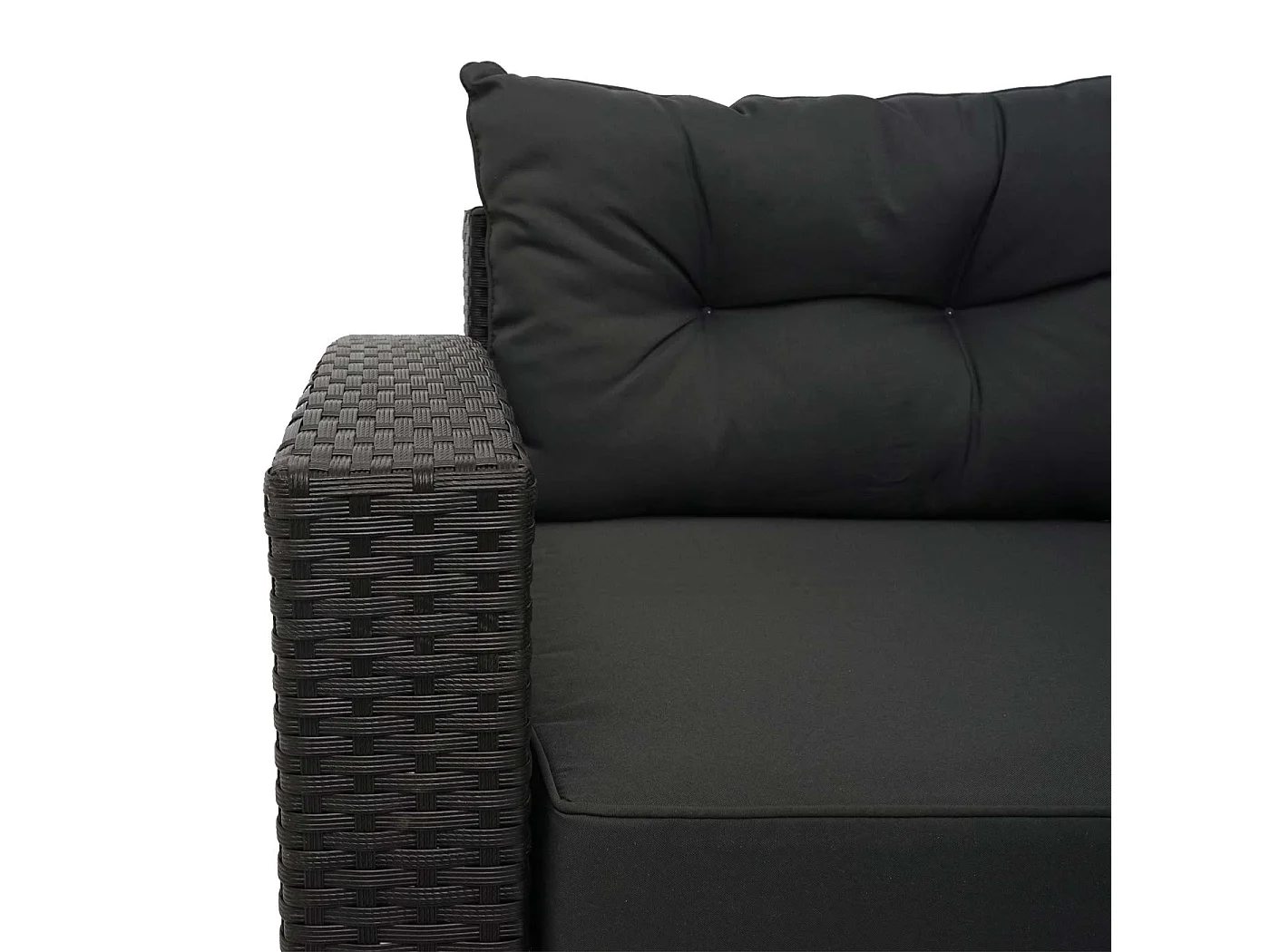 Poly-rattan set MCW-J34 (4-delig),  zwart, donkergrijze kussens