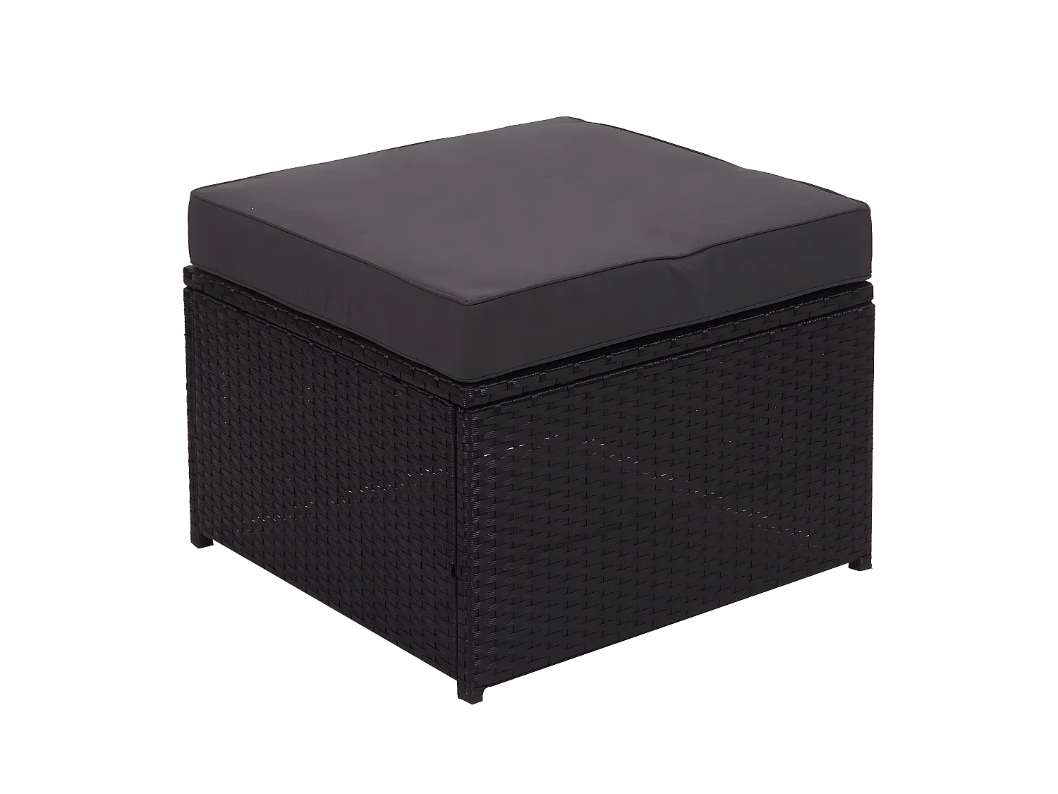 Ensemble en poly rotin MCW-J34 (4 pièces),  noir, coussins gris foncé