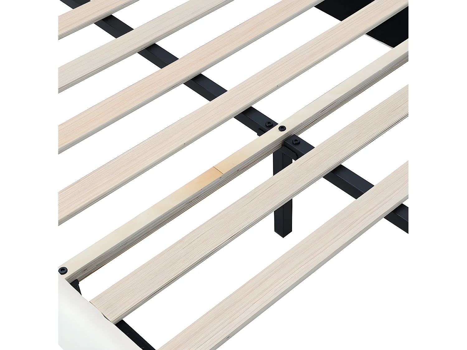 Gewatteerd kinderbed in kunstleer met LED in diverse kleuren - houten lattenbodem - 90x200cm - Wit