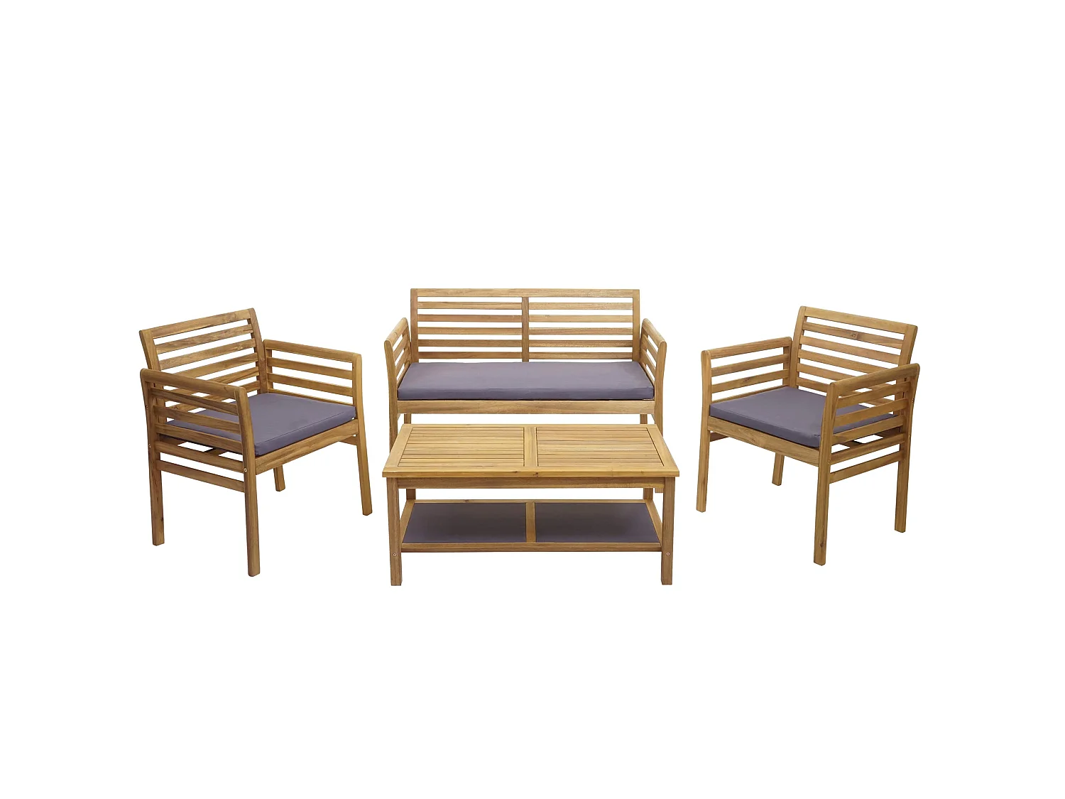 Ensemble de jardin MCW-E99b (4 pièces),  coussins gris foncé