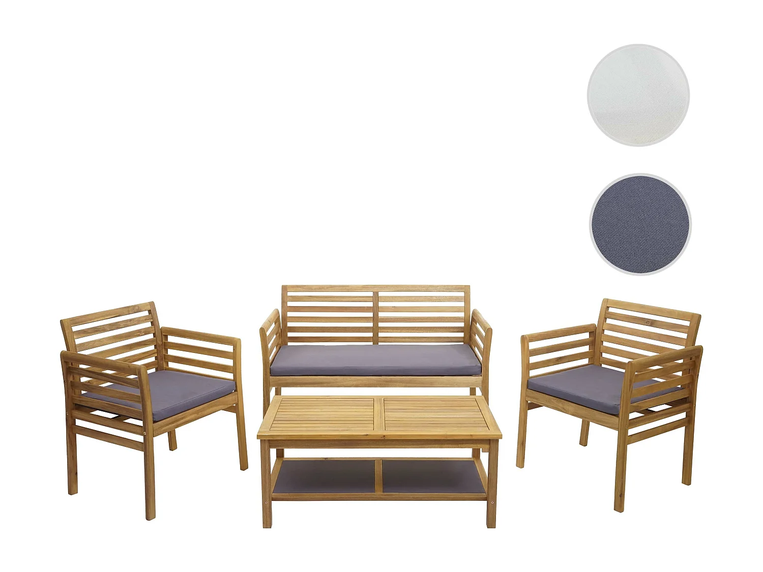 Ensemble de jardin MCW-E99b (4 pièces),  coussins gris foncé