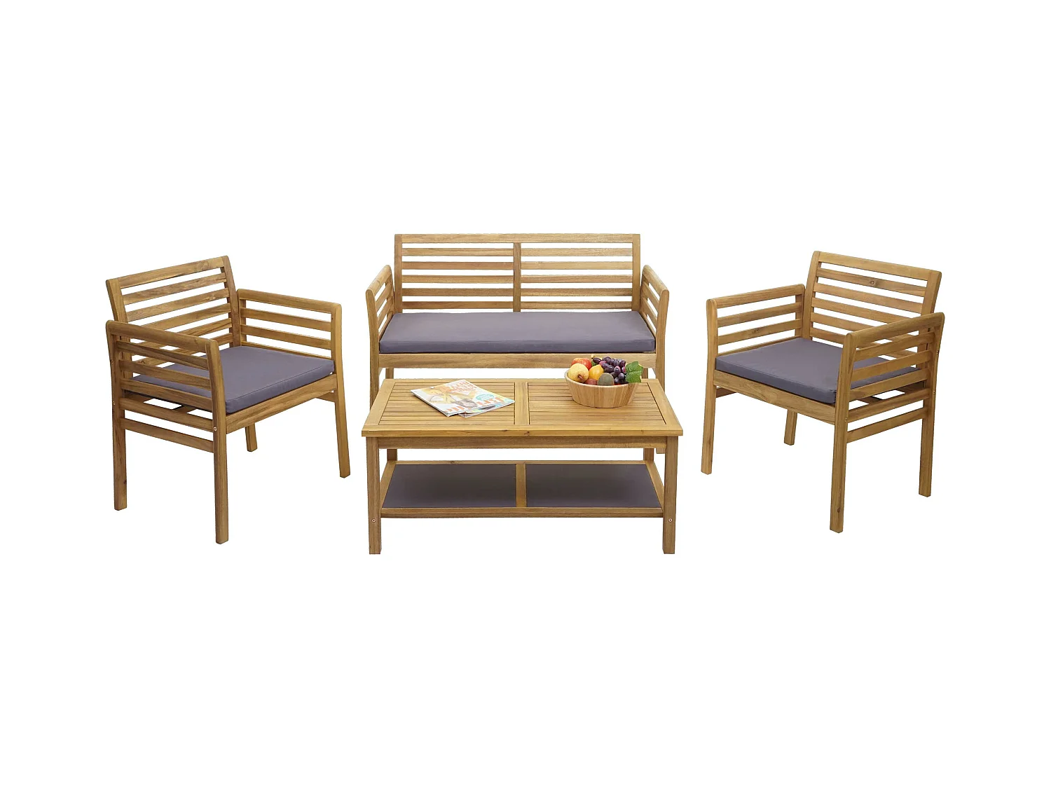Gartengarnitur MCW-E99b (4-teilig), Kissen dunkelgrau