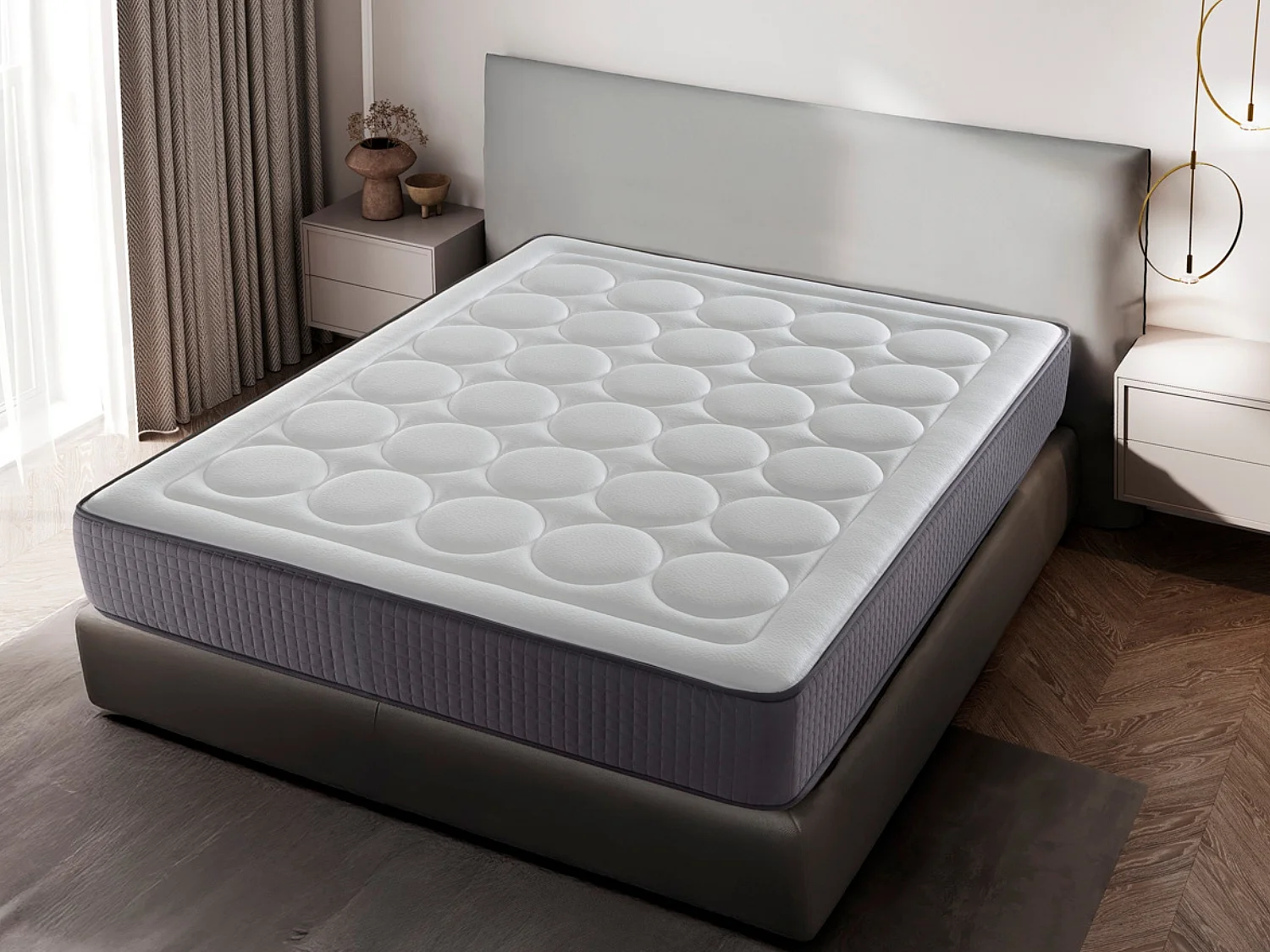 Matelas mousse 135X190 CAELUML, Epaisseur 24 CM, Mousse haute densité,Fermeté moyenne