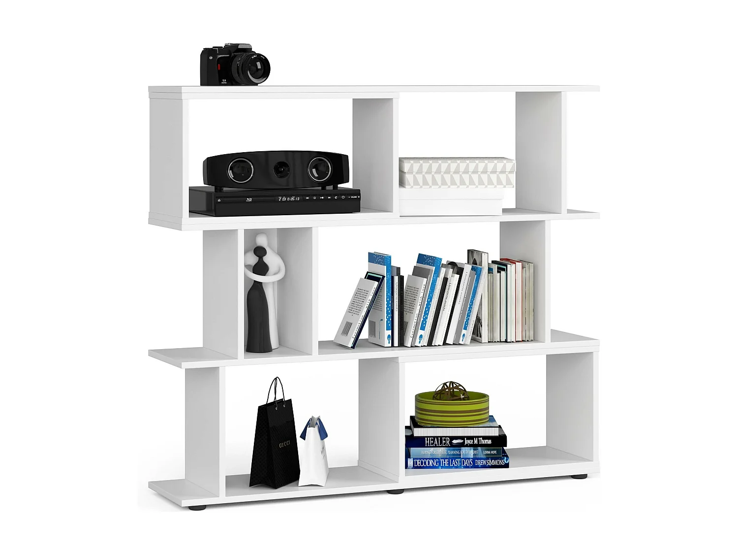 Bücherregal AKORD FIX modernes Design Weiß 120 cm 6 Ebenen B120 x H107,5 x T28,4 cm