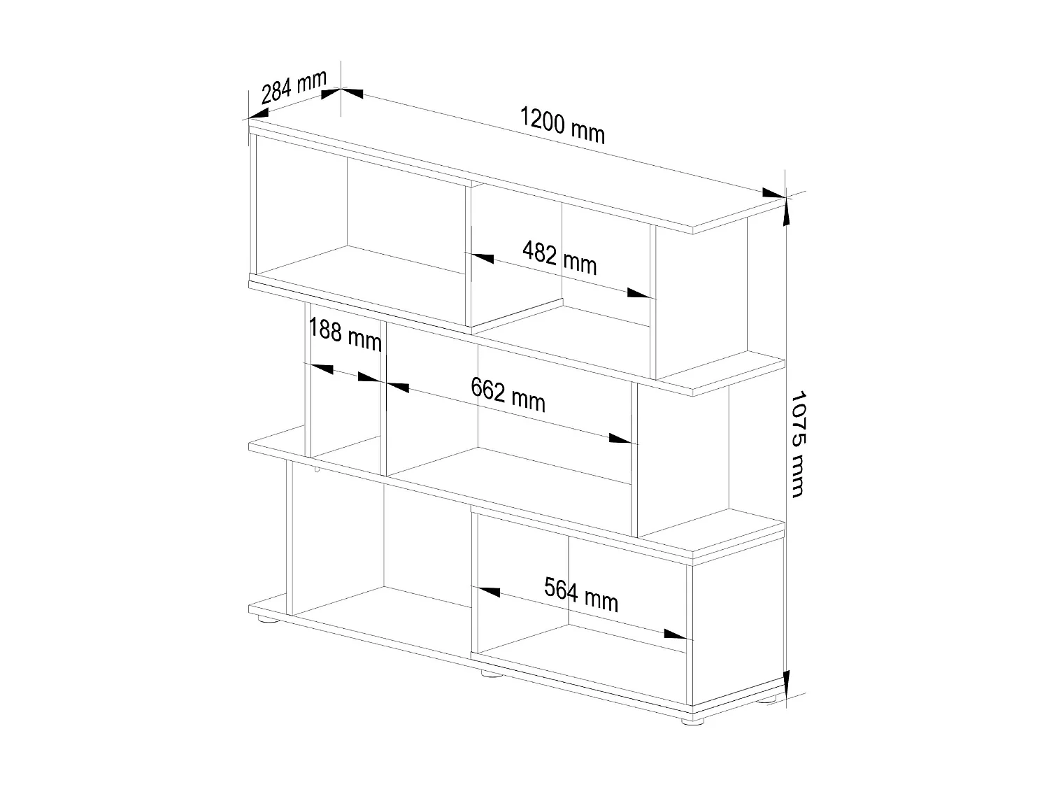 Bücherregal AKORD FIX modernes Design Sonoma-Eiche 120 cm 6 Ebenen B120 x H107,5 x T28,4 cm