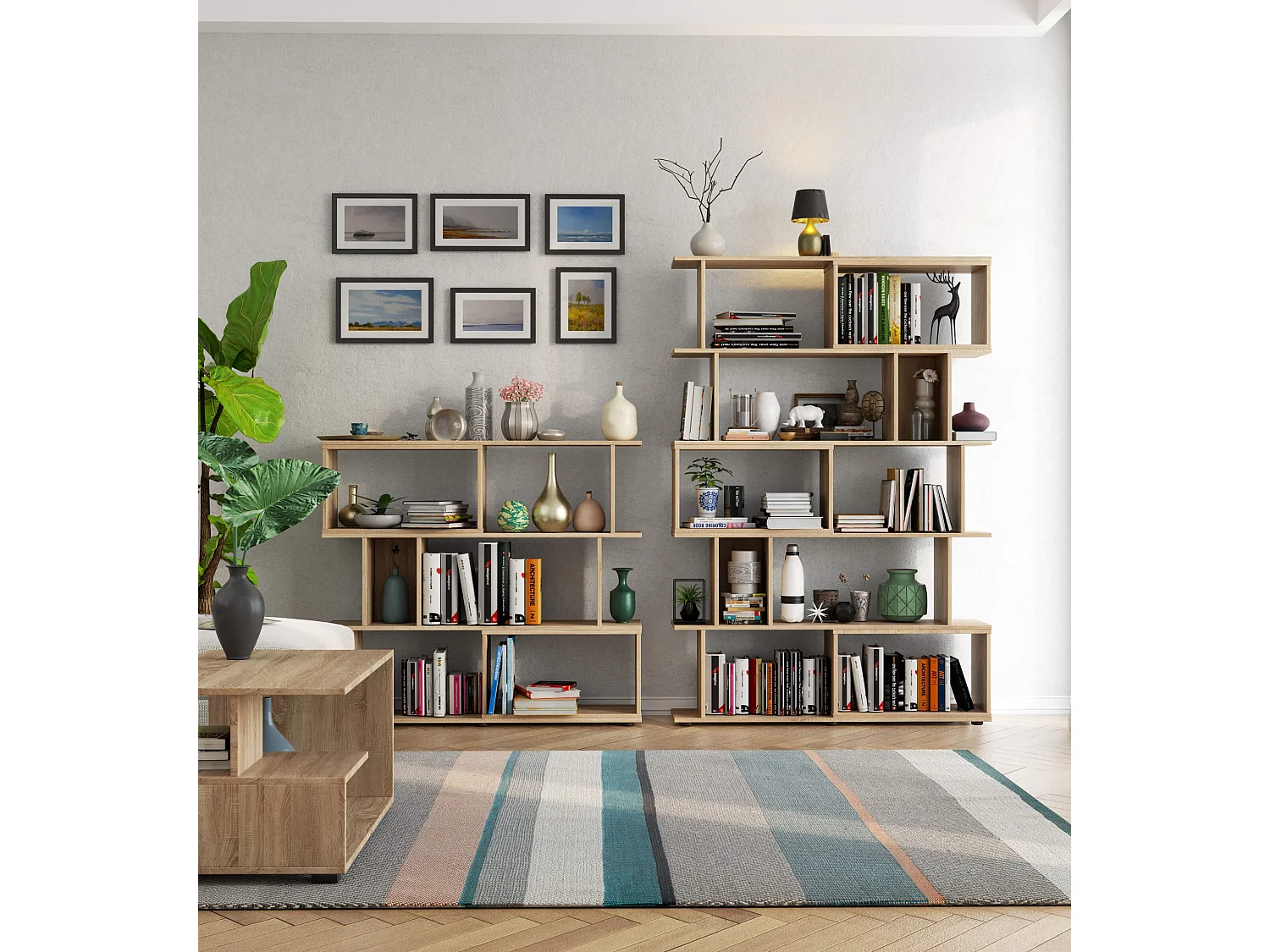 Mini Boekenkast met Planken - Eiken Sonoma