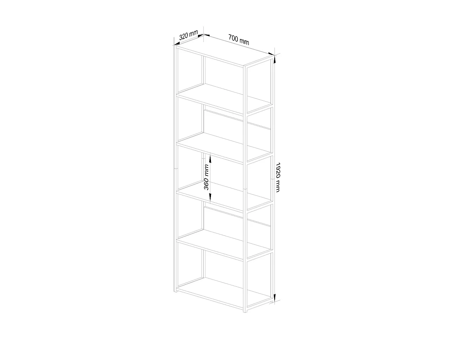 Étagère murale industrielle AKORD Blanche 70 cm 6 étagères 70x32x192 cm