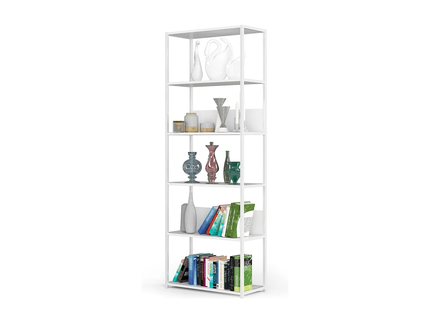 Étagère murale industrielle AKORD Blanche 70 cm 6 étagères 70x32x192 cm