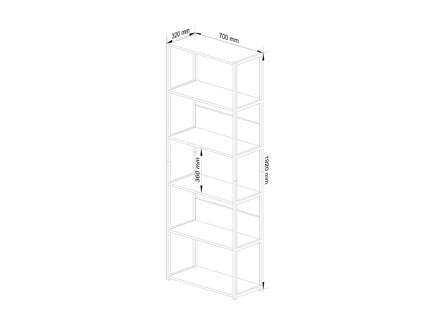 Étagère murale industrielle AKORD Blanche 70 cm 6 étagères 70x32x192 cm