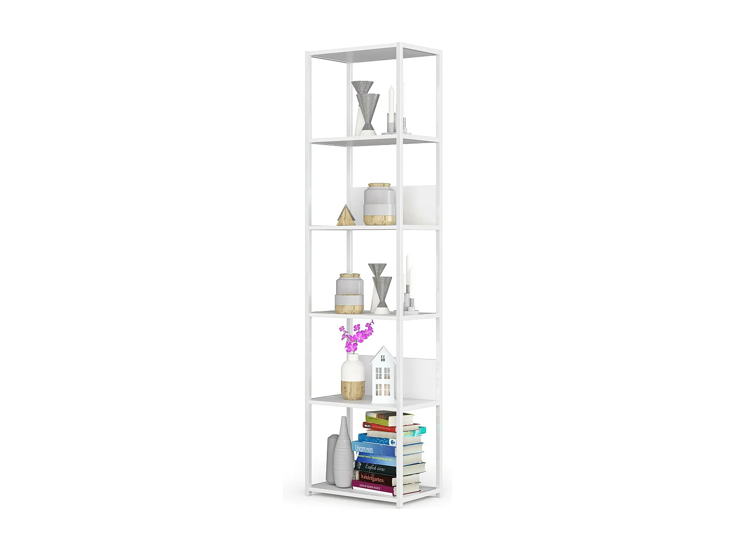 Étagère murale industrielle AKORD Blanche 50 cm 6 étagères 50x32x192 cm