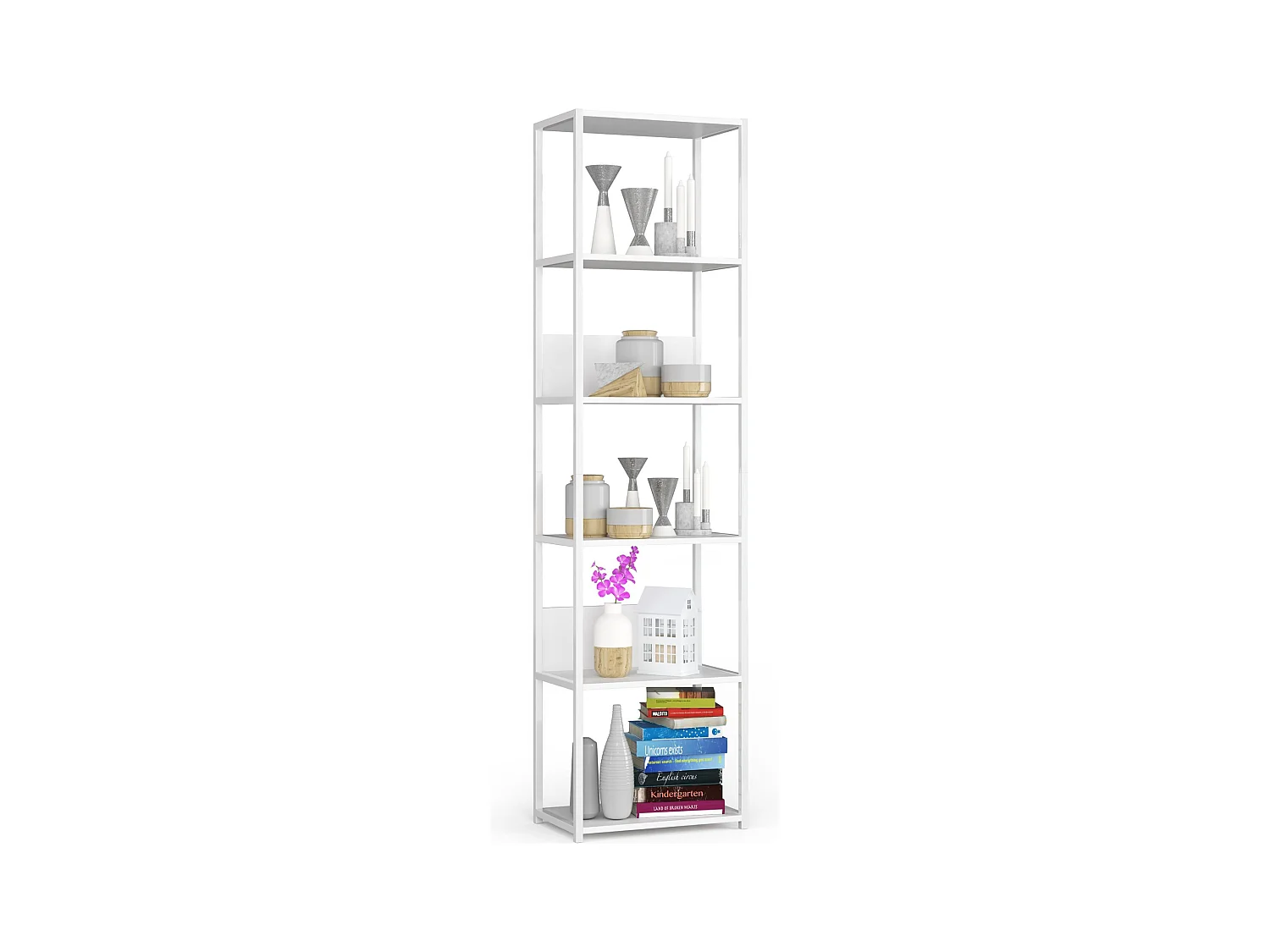 Estantería industrial 50 cm AKORD metálica Blanco con 6 estantes en Blanco 50x32x191 cm