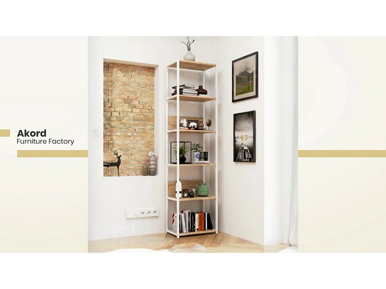 Étagère murale industrielle AKORD Blanche 50 cm 6 étagères 50x32x192 cm