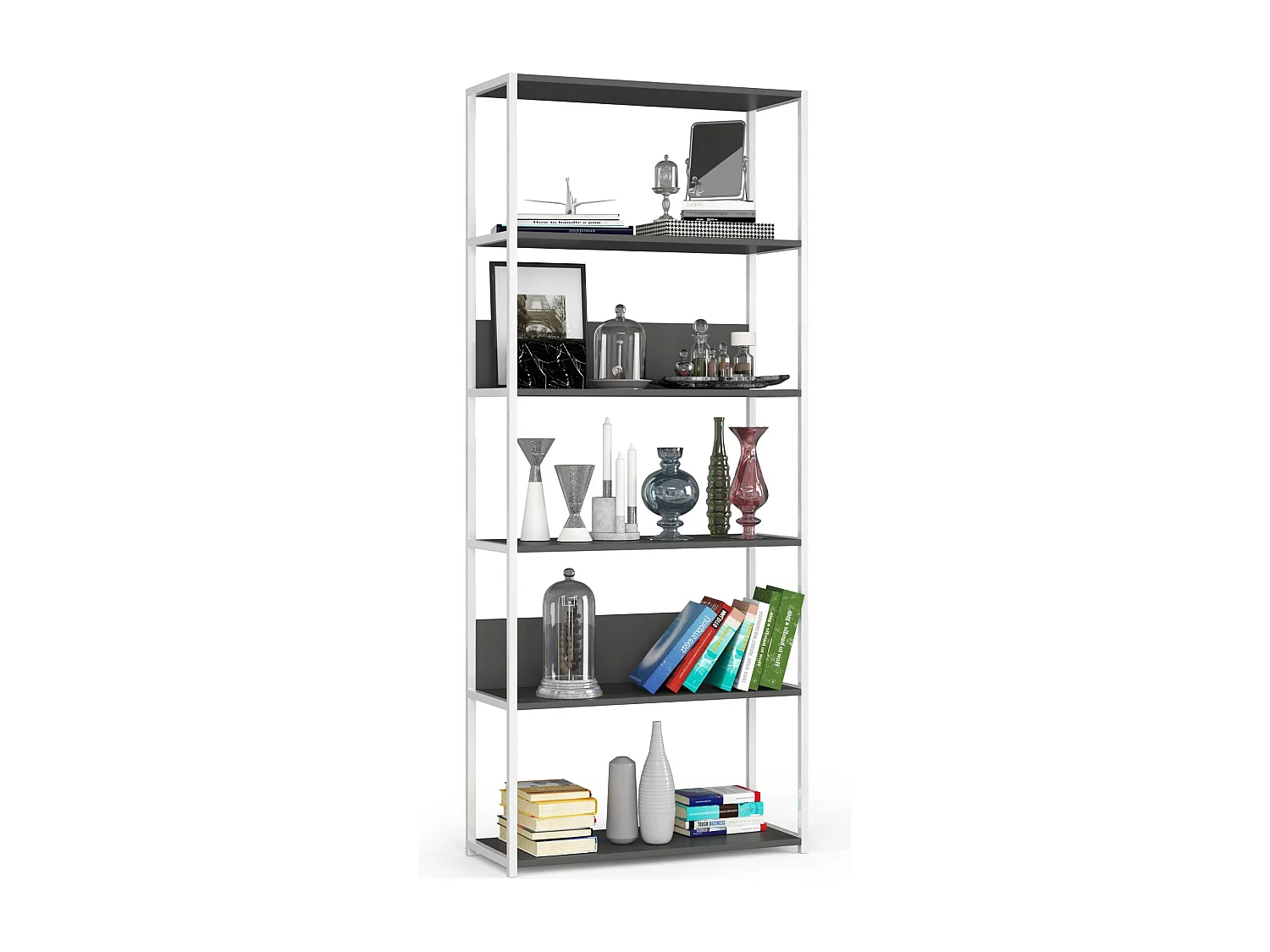 Étagère murale industrielle AKORD Blanche - Grise 80 cm 6 étagères 80x32x192 cm