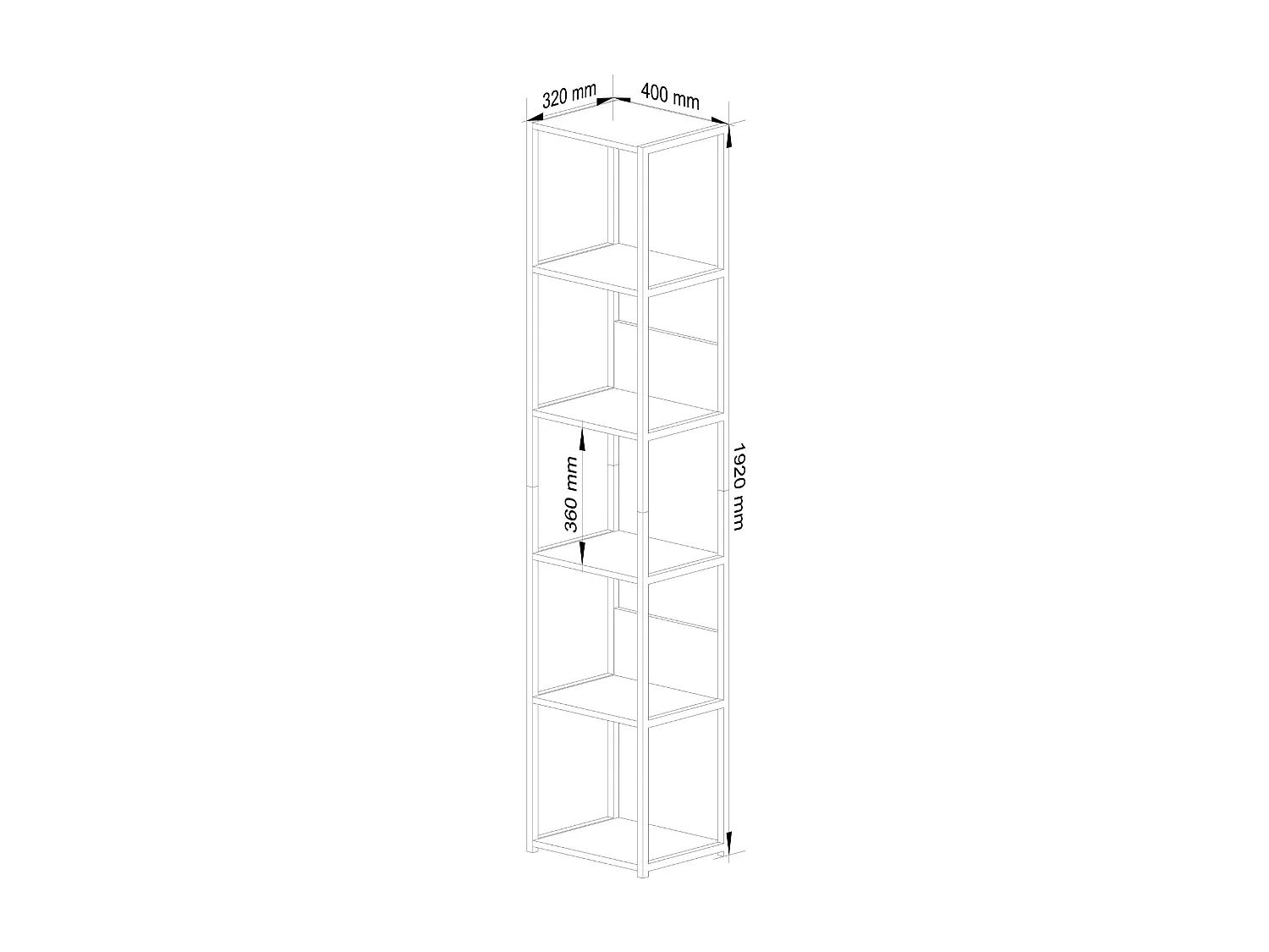 Étagère murale industrielle AKORD Noire - Chêne Artisan 40 cm 6 étagères 40x32x192 cm
