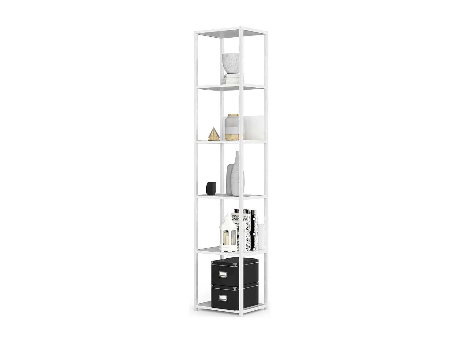 Étagère murale industrielle AKORD Blanche 40 cm 6 étagères 40x32x192 cm