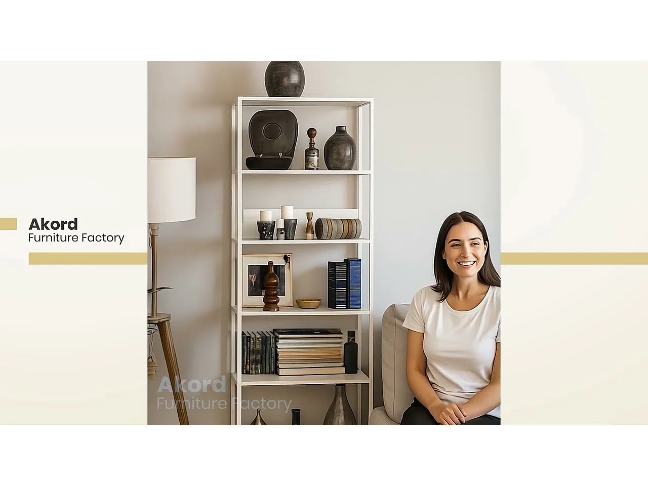 Étagère murale industrielle AKORD Blanche - Chêne Artisan 70 cm 6 étagères 70x32x192 cm