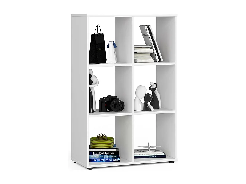 Bücherregal AKORD QUAD Bücherschrank Weiß 70,5 cm 6 Ebenen B70,5 x H109 x T33 cm
